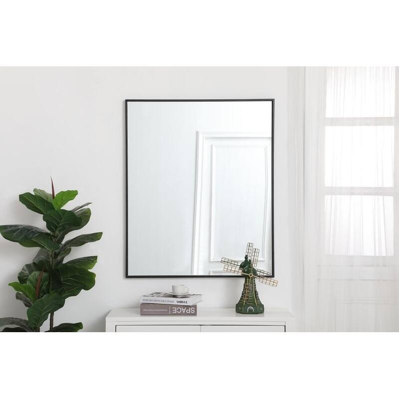 Carson Carrington Salsnas Metal Frame Rectangular Mirror - 30W x 36H - Black