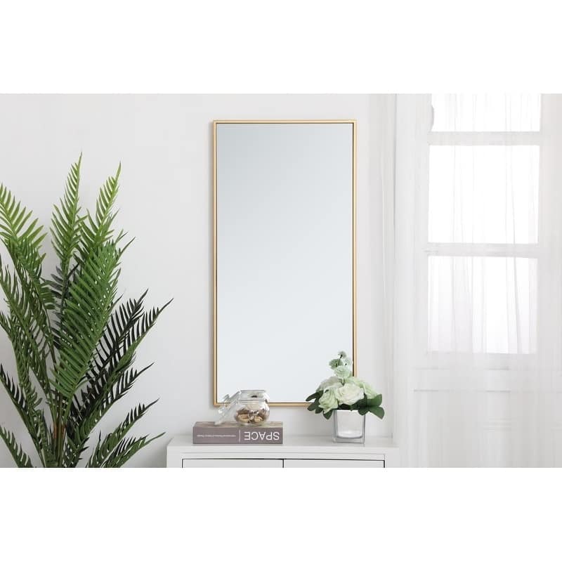 Carson Carrington Salsnas Metal Frame Rectangular Mirror - 18W x 36H - Brass