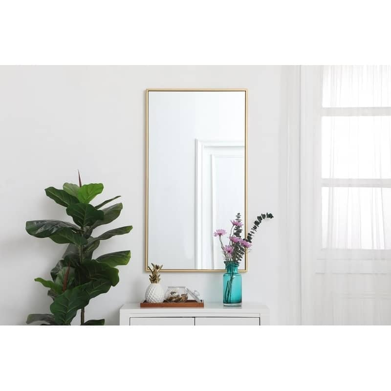 Carson Carrington Salsnas Metal Frame Rectangular Mirror - 20W x 36H - Brass