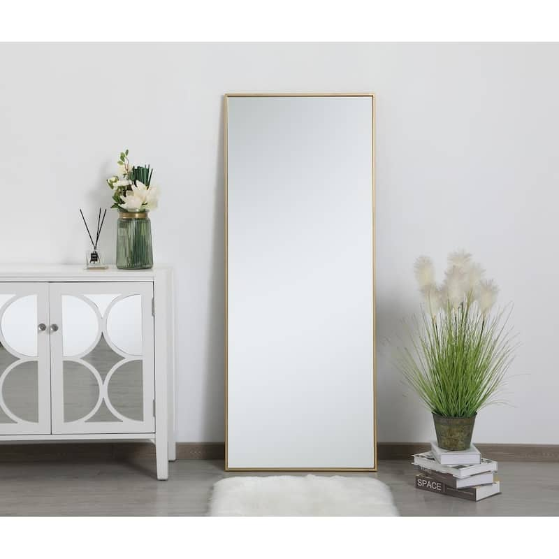 Carson Carrington Salsnas Metal Frame Rectangular Mirror - 24W x 60H - Brass