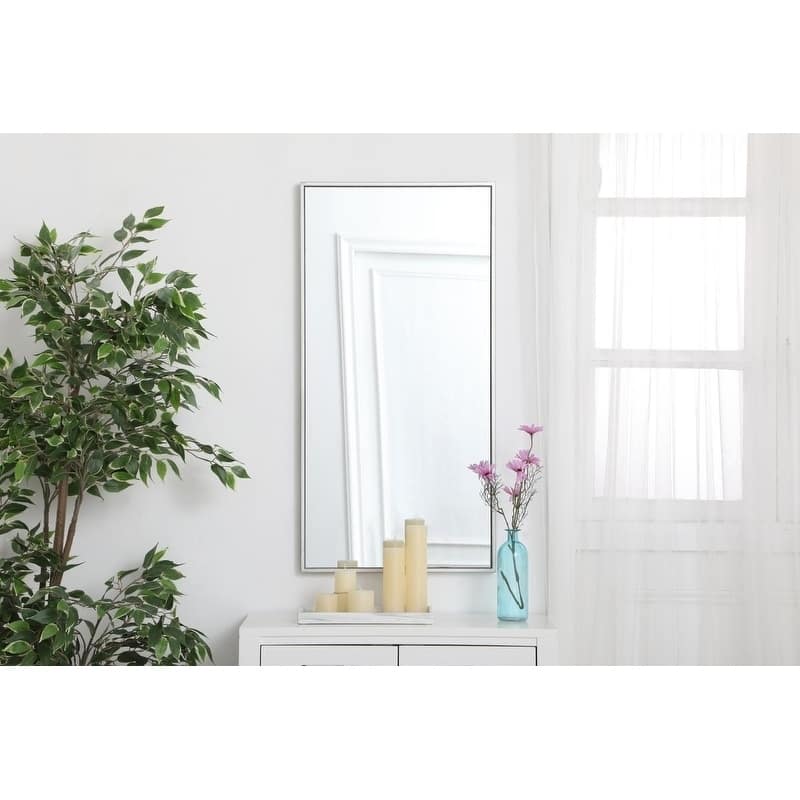 Carson Carrington Salsnas Metal Frame Rectangular Mirror - 18W x 36H - Silver