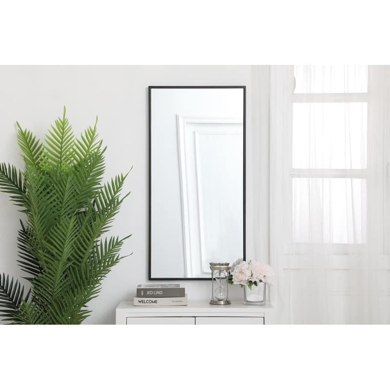 Carson Carrington Salsnas Metal Frame Rectangular Mirror - 18W x 36H - Black