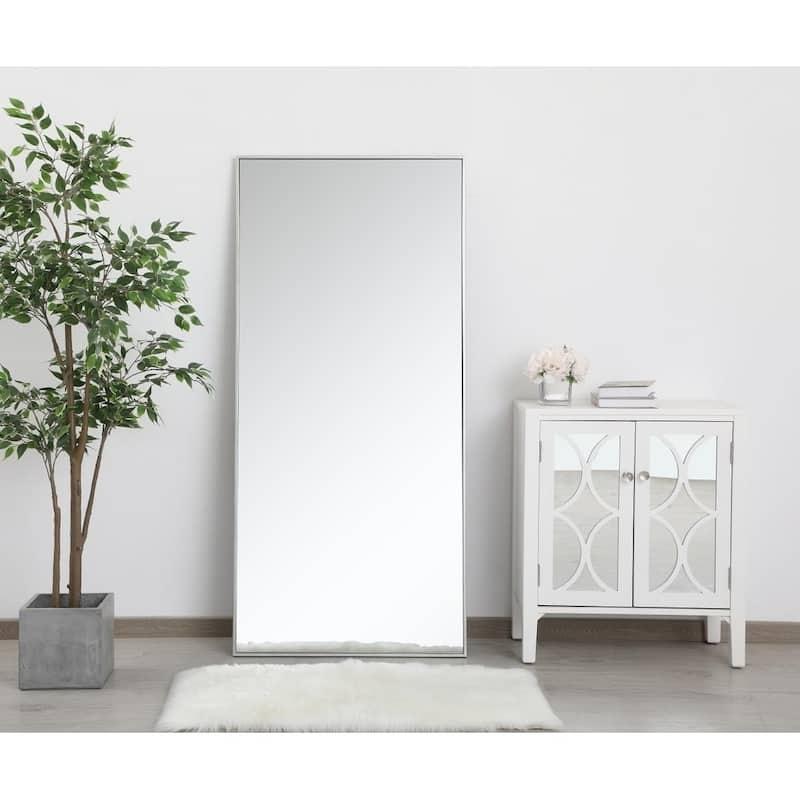 Carson Carrington Salsnas Metal Frame Rectangular Mirror - 30W x 60H - Silver