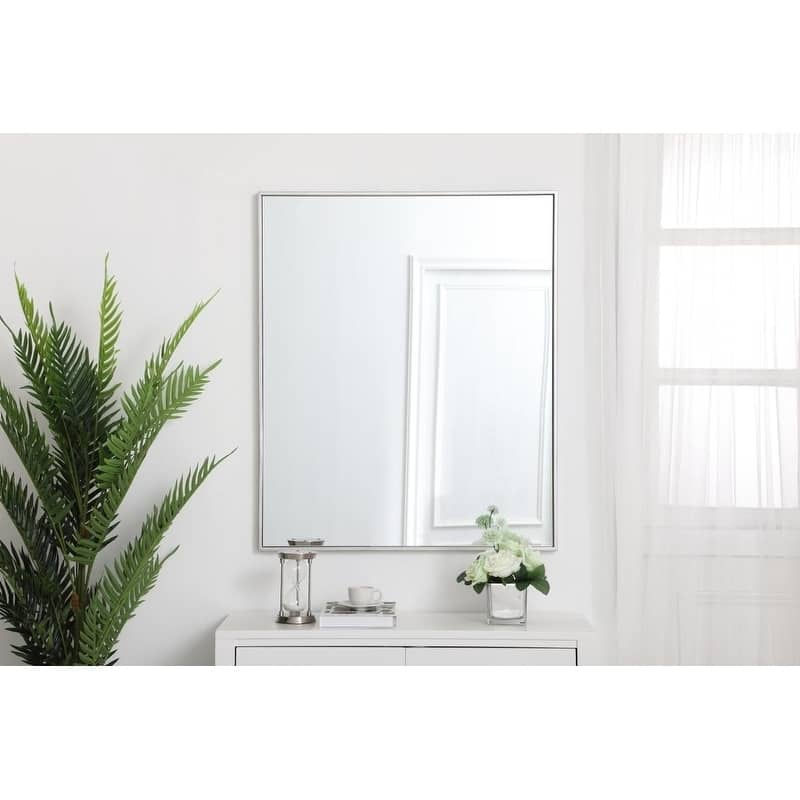 Carson Carrington Salsnas Metal Frame Rectangular Mirror - 30W x 36H - Silver