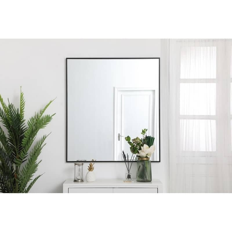 Carson Carrington Salsnas Metal Frame Rectangular Mirror - 36W x 40H - Black