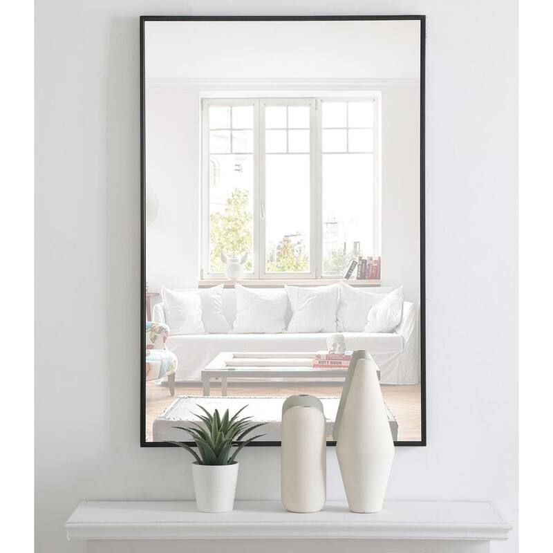 Carson Carrington Salsnas Metal Frame Rectangular Mirror - 28W x 42H - Black