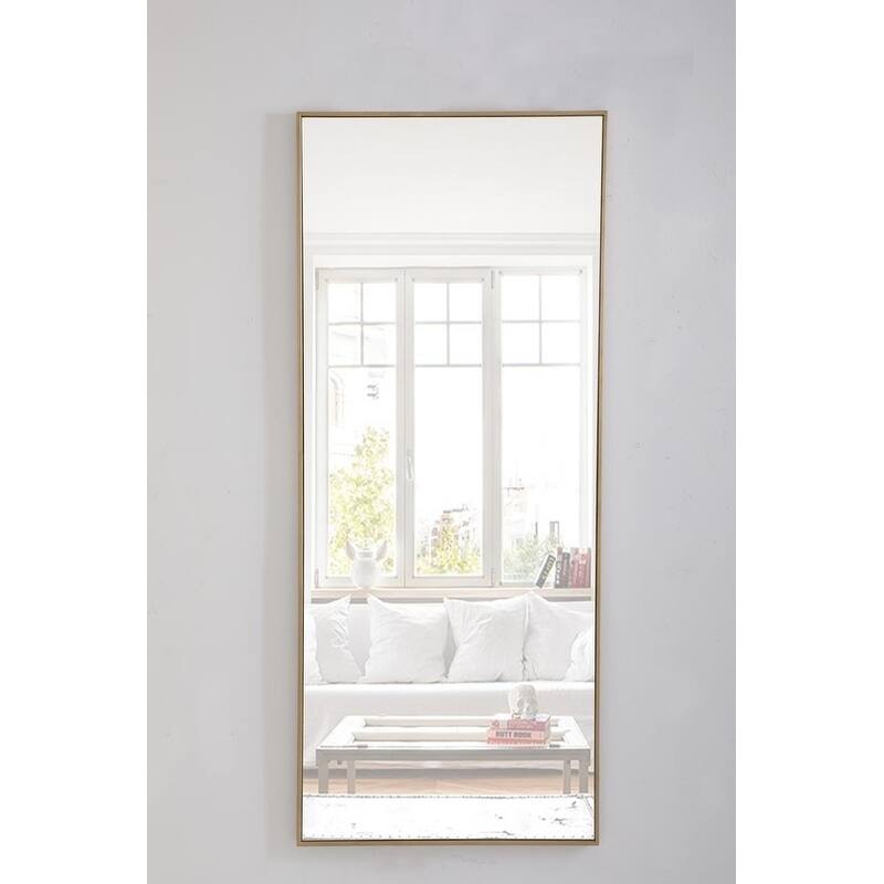 Carson Carrington Salsnas Metal Frame Rectangular Mirror - 30W x 72H - Brass