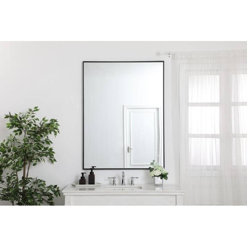 Carson Carrington Salsnas Metal Frame Rectangular Mirror - 36W x 48H - Black