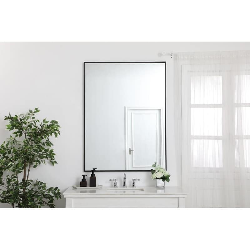 Carson Carrington Salsnas Metal Frame Rectangular Mirror - 36W x 48H - Black