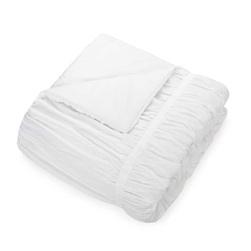 Porch & Den Pastern White Ruched Comforter Set