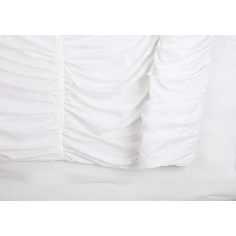 Porch & Den Pastern White Ruched Comforter Set