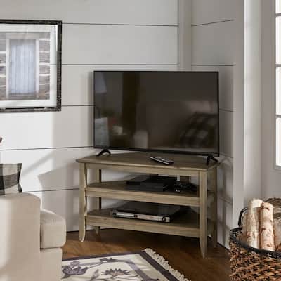Porch & Den Shaw Contemporary Weathered Grey Corner Tv Stand