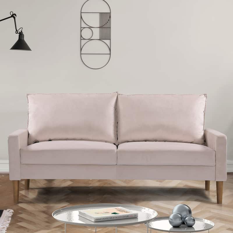 Carson Carrington Salsbro Velvet Fabric Sofa - Ivory