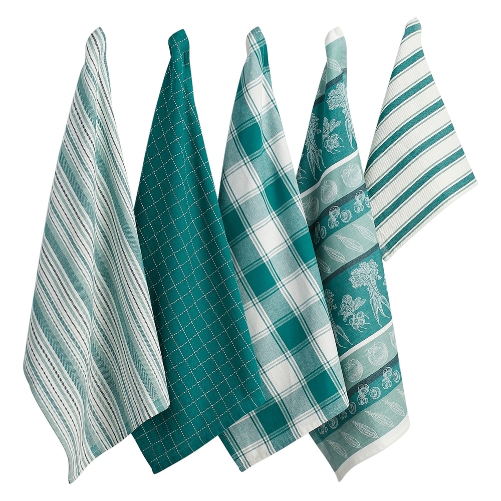 Set of 5 Teal Dish Cloths and Dish Towels 28 x 18 - Bed Bath & Beyond -  28535431