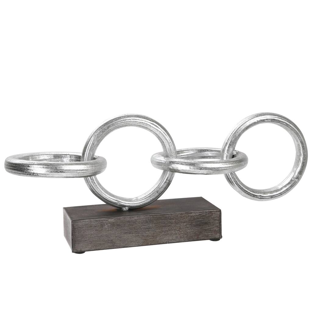 UTC39635: Metal Horizontal Chain Abstract Sculpture Metallic Finish Silver