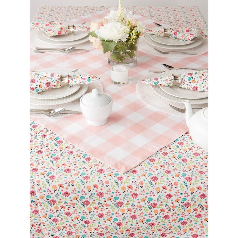 DII Pink Buffalo Check Table Topper