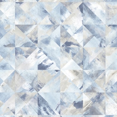 Mosaic Wallpaper in Blue, Beige & Grey