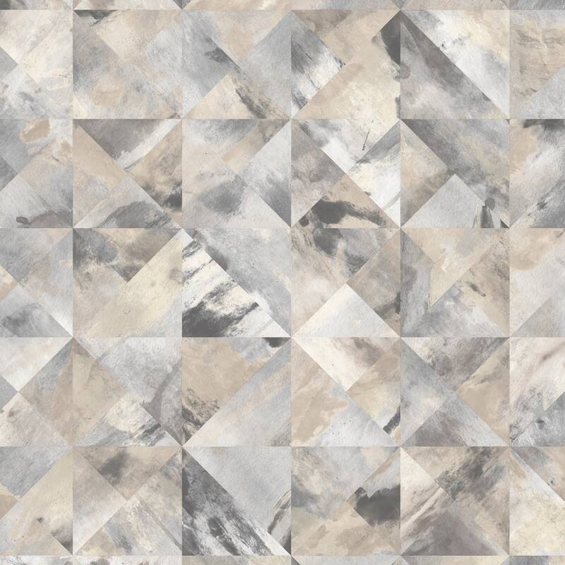Mosaic Wallpaper in Beige, Black & Greys