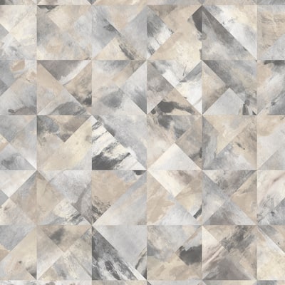 Mosaic Wallpaper in Beige, Black & Greys