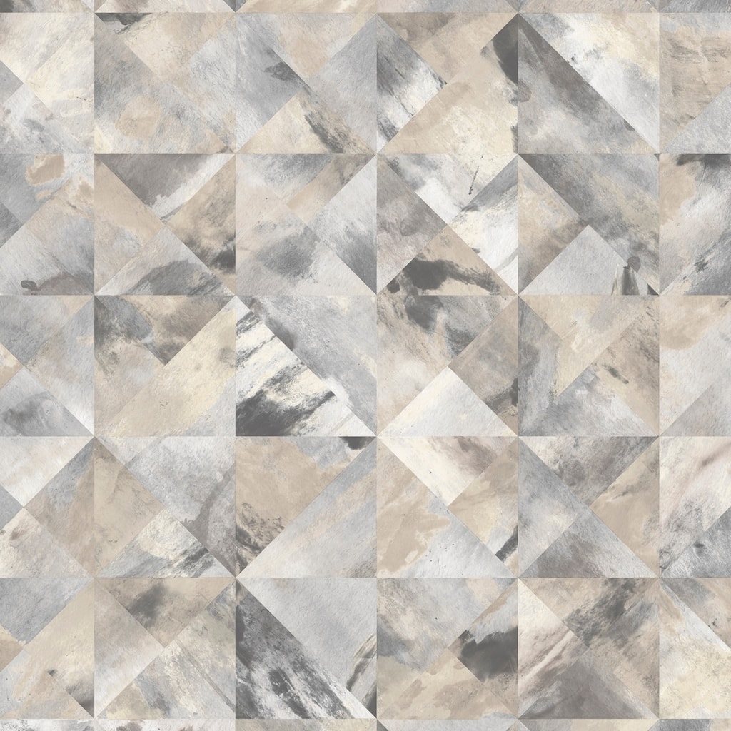 Mosaic Wallpaper in Beige, Black & Greys