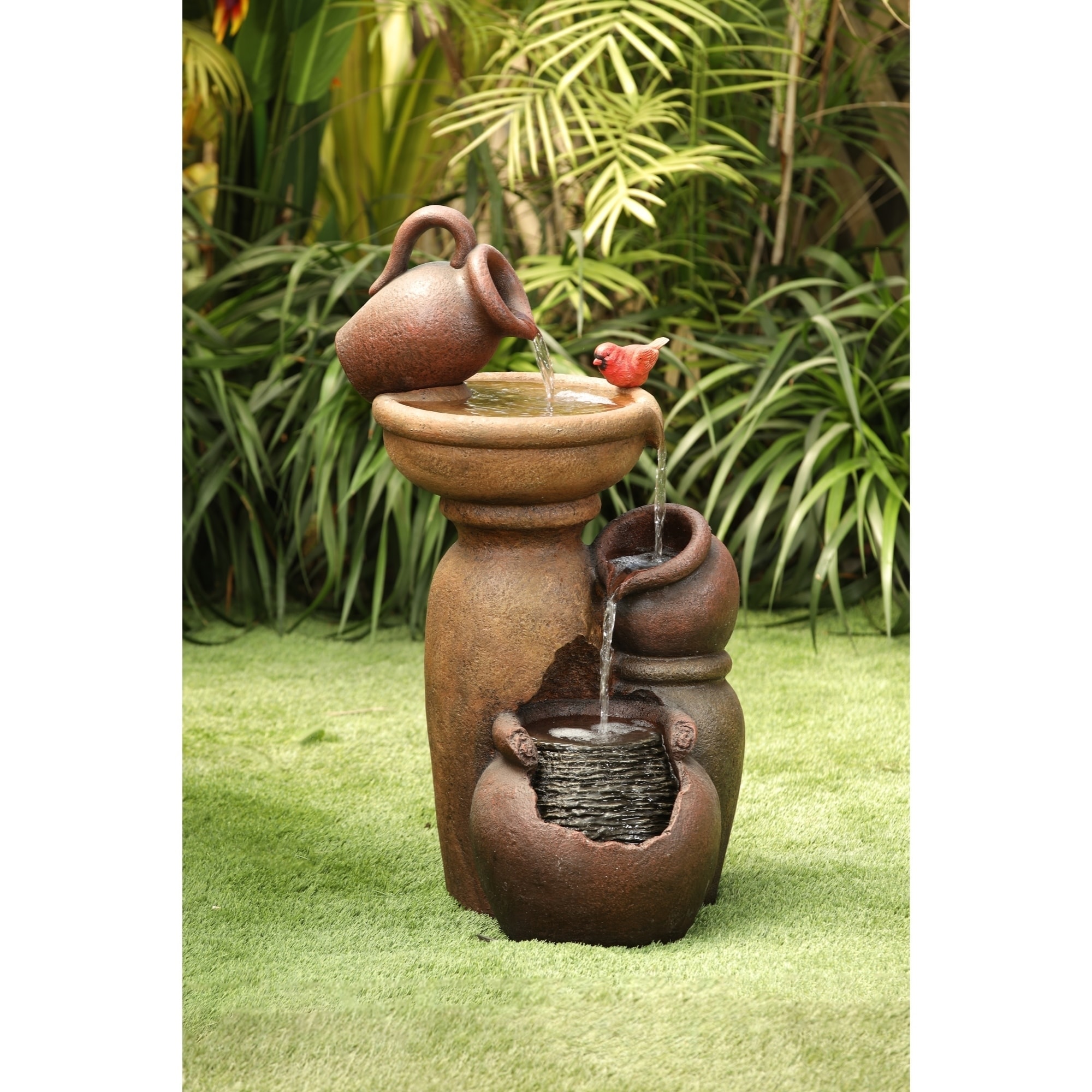 Acorn 3 Tiers Cascade Water Fountain With Pump Outdoor Garden Yard Acorn 3 Tiers Cascade Water Fountain