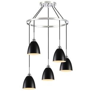 Woodbridge Lighting 15328K-CHR Vento 5-light Pendant Chandelier (Chrome/ Black/ Chrome) - Chandeliers For Bedrooms by Overstock.com