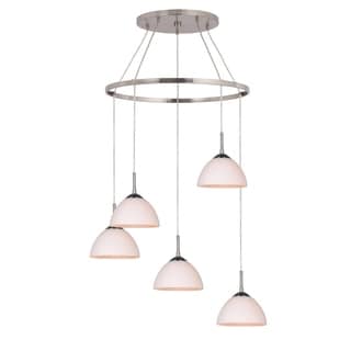 Woodbridge Lighting 16428STN-CM60 Alexis 5-light Pendant Chandelier (Opal Bowl) - Chandeliers For Bedrooms by Overstock.com