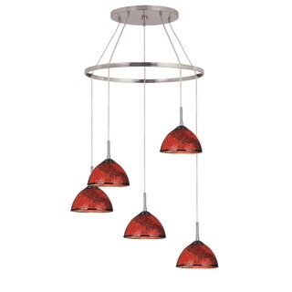 Woodbridge Lighting 16428STN-CM60 Alexis 5-light Pendant Chandelier (Mosaic Red Bowl) - Chandeliers For Bedrooms by Overstock.com