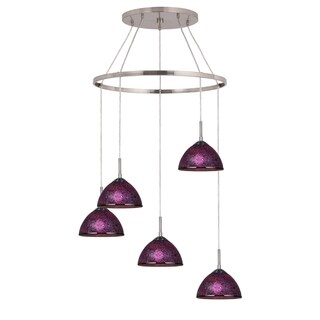 Woodbridge Lighting 16428STN-CM60 Alexis 5-light Pendant Chandelier (Mosaic Purple Bowl) - Chandeliers For Bedrooms by Overstock.com