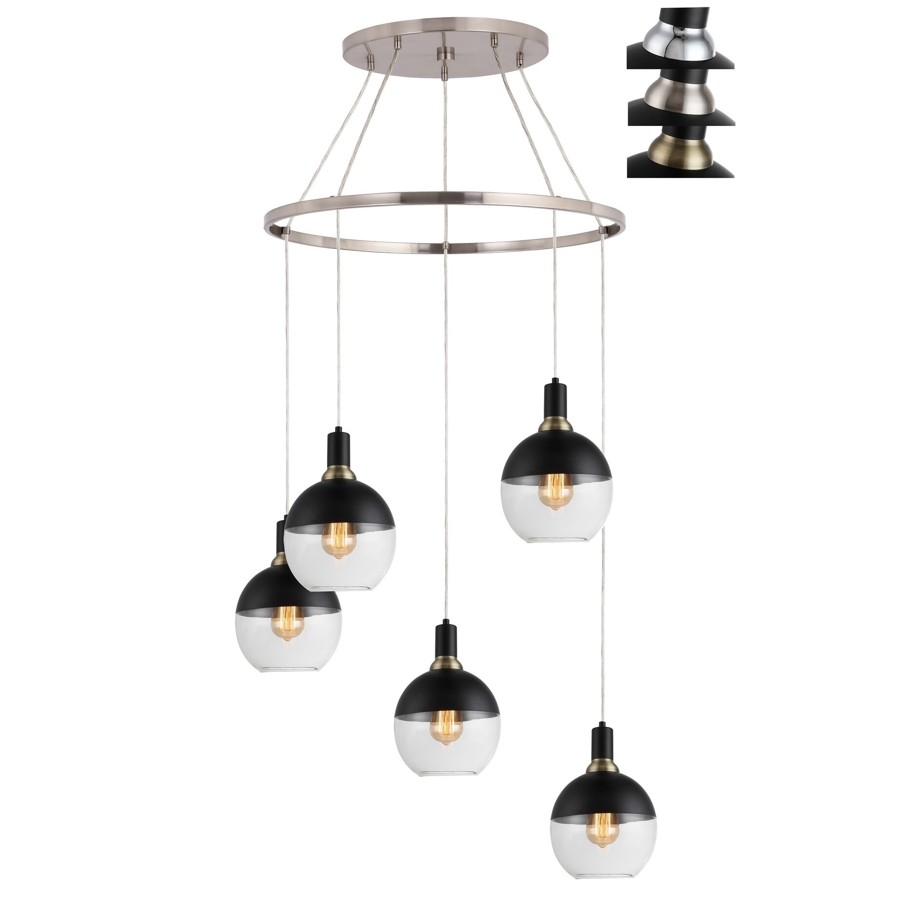 Woodbridge Lighting 19128BANWL-C0087 Blake 5-light Pendant Chandelier w/ ST64 Bulb (Clear) - Chandeliers For Bedrooms by Overstock.com