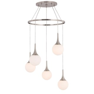 Woodbridge Lighting 19228NLE-C00811 Alicia 5-light Pendant Chandelier w/Embed LED (Nickel) - Chandeliers For Bedrooms by Overstock.com