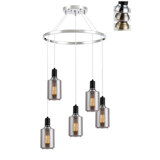Woodbridge Lighting 19128BANWL-C105 Blake 5-light Pendant Chandelier w/ ST64 Bulb (Smoked) - Chandeliers For Bedrooms by Overstock.com