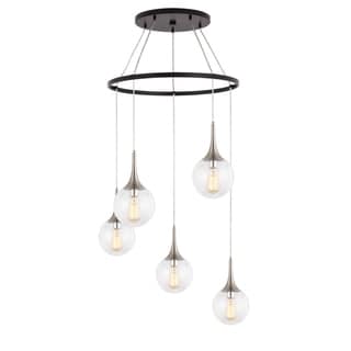 Woodbridge Lighting 19228ZWL-C00815 Alicia 5-light Pendant Chandelier w/ Bulb (Nickel/ Bronze) - Chandeliers For Bedrooms by Overstock.com