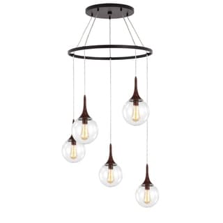 Woodbridge Lighting 19228ZWL-C00815 Alicia 5-light Pendant Chandelier w/ Bulb (Walnut/ Bronze) - Chandeliers For Bedrooms by Overstock.com