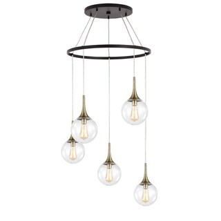 Woodbridge Lighting 19228ZWL-C00815 Alicia 5-light Pendant Chandelier w/ Bulb (Brass/ Bronze) - Chandeliers For Bedrooms by Overstock.com