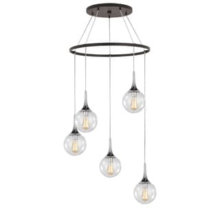 Woodbridge Lighting 19228ZWL-C00815 Alicia 5-light Pendant Chandelier w/ Bulb (Chrome/ Bronze) - Chandeliers For Bedrooms by Overstock.com