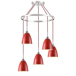 Woodbridge Lighting 15328RW-CHR Vento 5-light Pendant Chandelier (Chrome/ Red/ Chrome) - Chandeliers For Bedrooms by Overstock.com