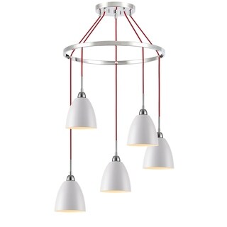 Woodbridge Lighting 15328RW-CHR Vento 5-light Pendant Chandelier (Chrome/ White/ Red/ Chrome) - Chandeliers For Bedrooms by Overstock.com