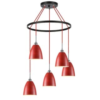 Woodbridge Lighting 15328RW-DBZ Vento 5-light Pendant Chandelier (Chrome/ Red/ Bronze) - Chandeliers For Bedrooms by Overstock.com