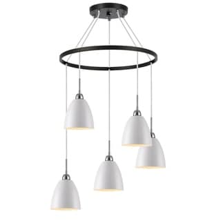 Woodbridge Lighting 15328RW-DBZ Vento 5-light Pendant Chandelier (Chrome/ White/ Bronze) - Chandeliers For Bedrooms by Overstock.com