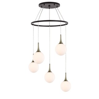 Woodbridge Lighting 19228LE-C00811 Alicia 5-light Pendant Chandelier w/Embed LED (Brass/ Bronze) - Chandeliers For Bedrooms by Overstock.com