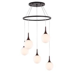 Woodbridge Lighting 19228LE-C00811 Alicia 5-light Pendant Chandelier w/Embed LED (Walnut/ Bronze) - Chandeliers For Bedrooms by Overstock.com