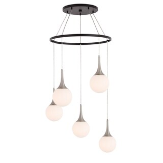 Woodbridge Lighting 19228LE-C00811 Alicia 5-light Pendant Chandelier w/Embed LED (Nickel/ Bronze) - Chandeliers For Bedrooms by Overstock.com