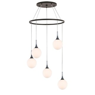 Woodbridge Lighting 19228LE-C00811 Alicia 5-light Pendant Chandelier w/Embed LED (Chrome/ Bronze) - Chandeliers For Bedrooms by Overstock.com