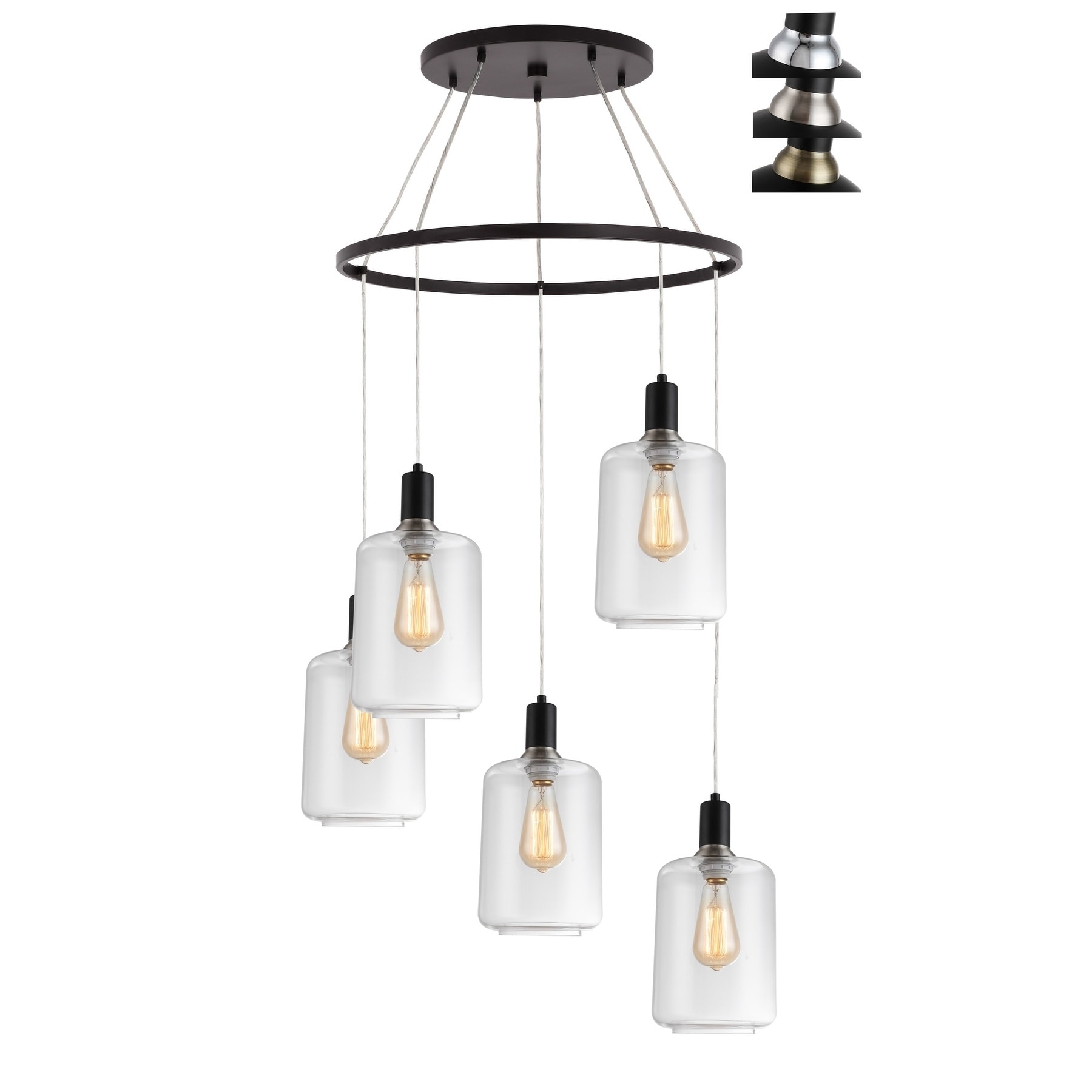 Woodbridge Lighting 19128BAZWL-C107 Blake 5-light Pendant Chandelier w/ ST64 Bulb (Smoked) - Chandeliers For Bedrooms by Overstock.com