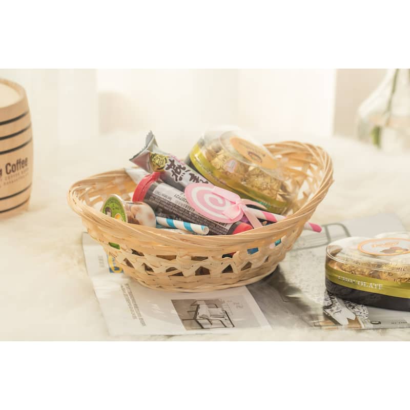 Set of 5 Natural Bamboo Oval Storage Bread Basket Storage Trays