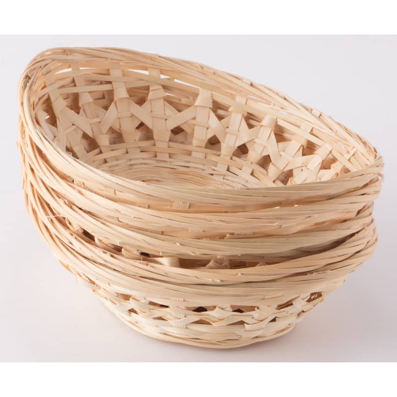 Set of 5 Natural Bamboo Oval Storage Bread Basket Storage Trays