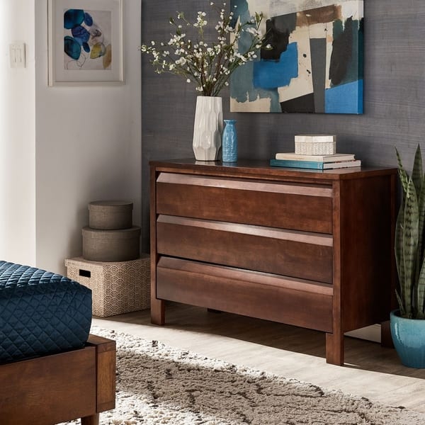 classic 3 drawer dresser YOCWO Dresser, Chest of Drawers with Arc Edge, Green For enhanced safety Classic 3-Drawer Dresser