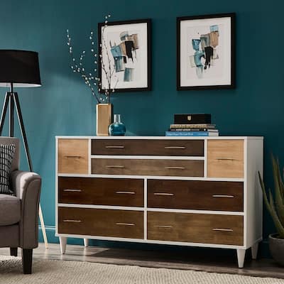 Prudence White and Natural Finish 8-Drawer Dresser by iNSPIRE Q Modern