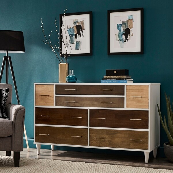 チェスト　VIRGINIA ブラウン×ホワイト Prudence White and Natural Finish 8-Drawer Dresser by iNSPIRE Q